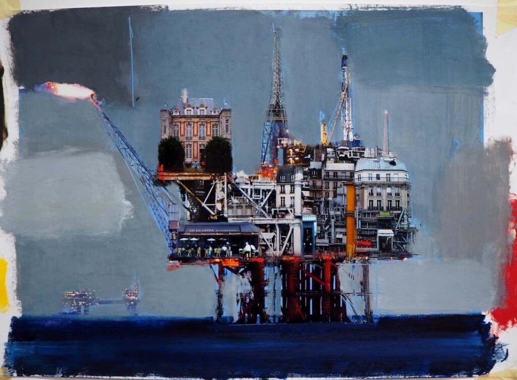 "Platform II" oil and mixed technique on wood